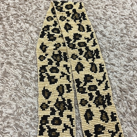 Heavy Fully Beaded Cheetah Printed Belt with Beaded Tassels - Picture 3 of 7